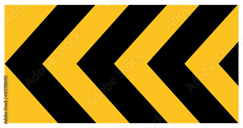 Traffic warning sign. Black and yellow lines on sign, Vector Illustration.