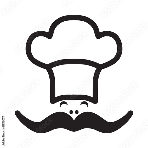 Mustache chef hat icon isolated on white background