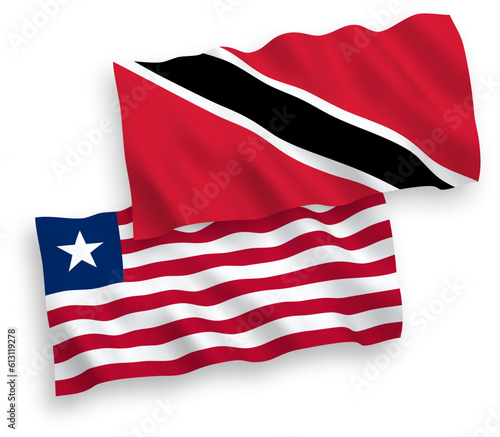 Flags of Republic of Trinidad and Tobago and Liberia on a white background
