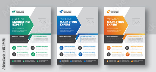 Corporate creative colorful business flyer template design set, Flyer brochure cover design layout background, Corporate Business poster pamphlet blue red green colors scheme template in A4 size