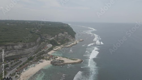 aerial video view of melasti beach, bali, indonesia photo