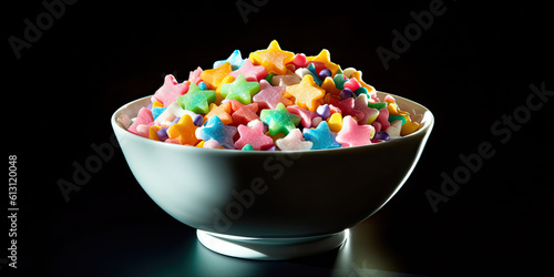 colourful stars in the bowl. Generative AI image.