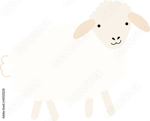 sheep isolated on white, cute vector illustration of a sheep, farm animal stylised image