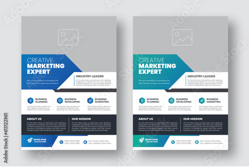 Corporate creative colorful business flyer template design set, Flyer brochure cover design layout background, Corporate Business poster pamphlet blue red green colors scheme template in A4 size