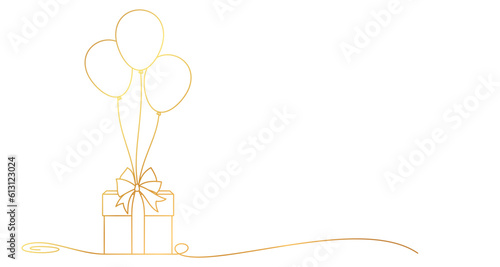 gift box line art style with balloon. birthday element vector eps 10