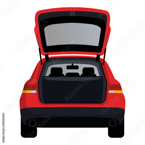 Car with trunk open back view