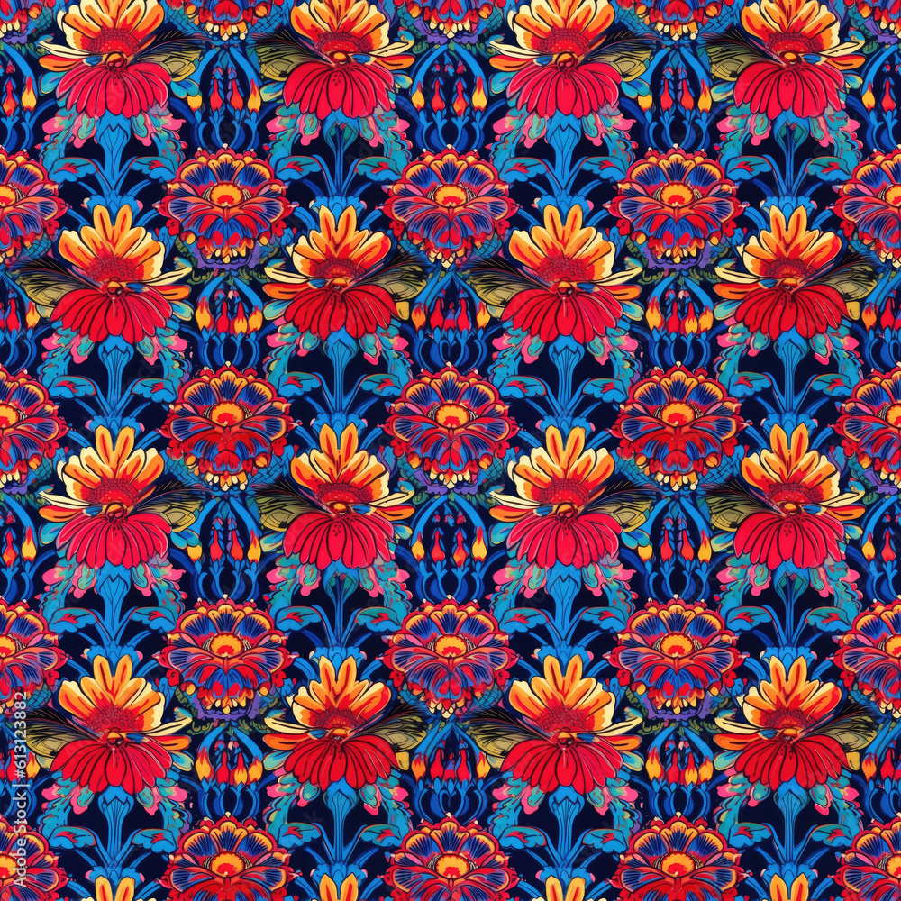 Seamless abstract background of fantastical flowers. AI generated Seamless abstract background of fantastical flowers. AI generated