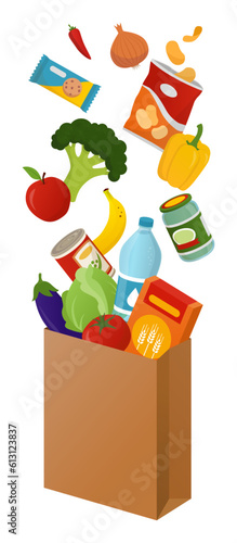 Shopping bag and fresh groceries