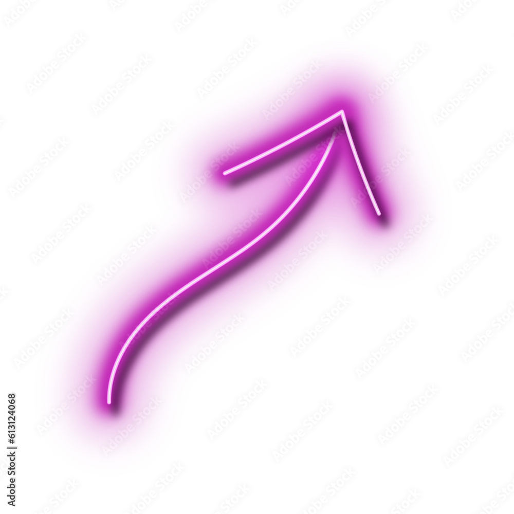 Pink Neon Arrow Abstract Icon. Cut Out. Pink Neon Arrow Abstract Icon. Cut Out.