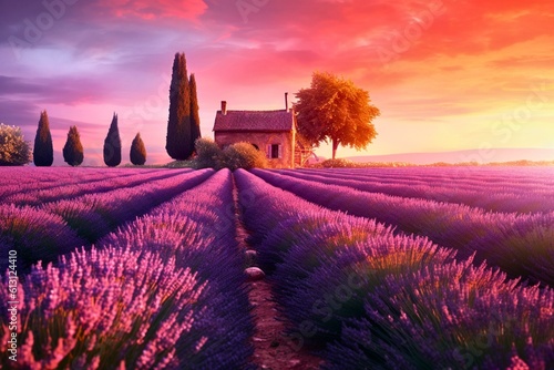lavender field and sky