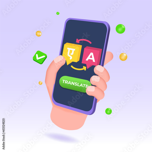 Online multi language translator app. Multilingual communication concept. Vector illustration.
