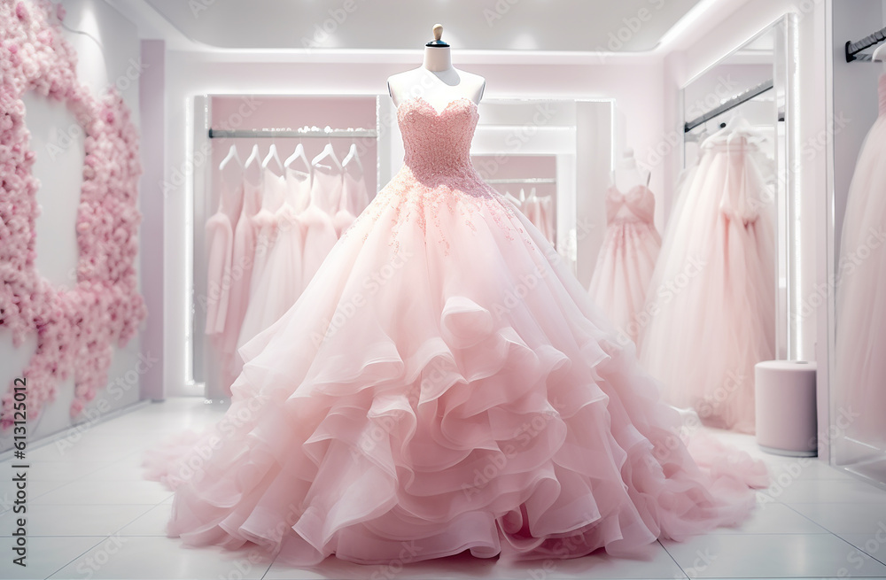 Image of Chinese Bride Posing In A Beautiful Pink Wedding Dress In  Belgrade, Serbia-MW634405-Picxy