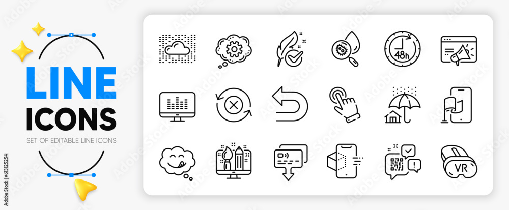 Cloud system, Hypoallergenic tested and Cursor line icons set for app ...