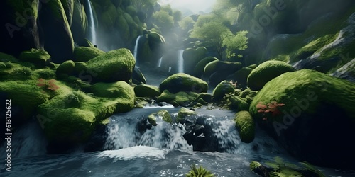 Beautiful waterfall  Created with Generative AI