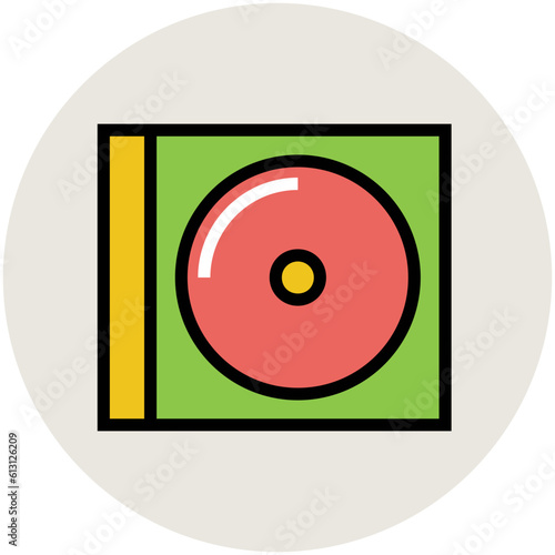 Trendy flat circular icon of cd case 