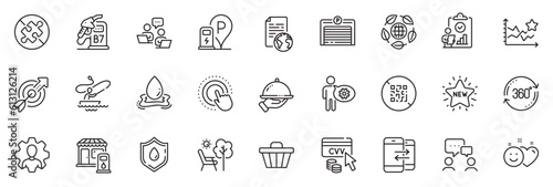 Icons pack as Eco organic, Qr code and Internet document line icons for app include Blood donation, Target, Phone communication outline thin icon web set. Water splash, Shop cart. Vector