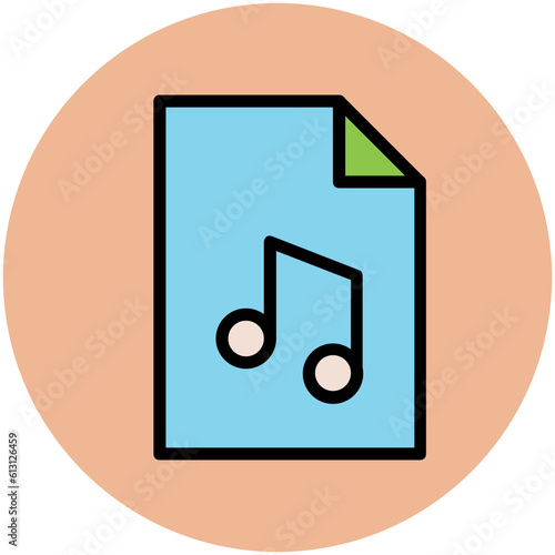 Premium flat rounded icon of music 
