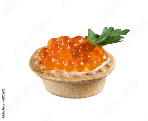 Red fresh grainy salmon caviar in metal spoon on white background with clipping path. Full Depth of field. Focus stacking. PNG
