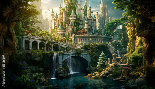 Castle by the waterfall