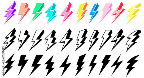 set vector Thunderbolt Lightning icon. power sign. energy symbol illustration