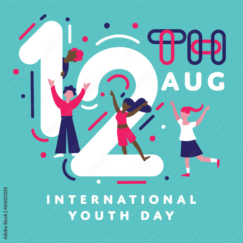 Happy International Youth Day Greetings Illustration Happy International Youth Day Greetings Illustration