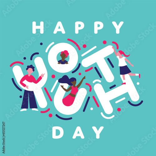 Happy International Youth Day Greetings Illustration