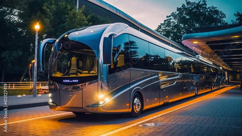 Bus of a beautiful Transportation with futuristic design. AI Generated.