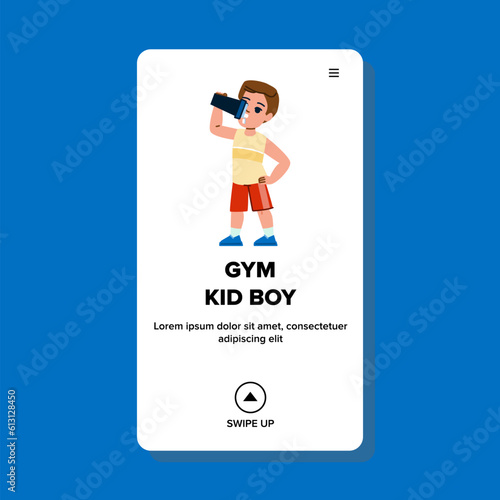 gym kid boy vector. exercise fitness, training male, activity caucasian, sportswear children, child active gym kid boy web flat cartoon illustration
