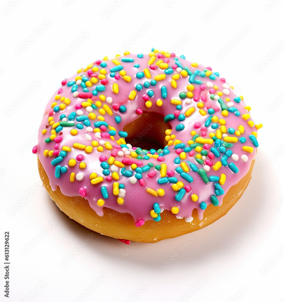 Donut with sprinkles isolated created with Generative AI technology Donut with sprinkles isolated created with Generative AI technology