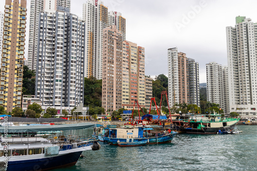 Ap Lei Chau fishing harbor in Hong Kong © leungchopan