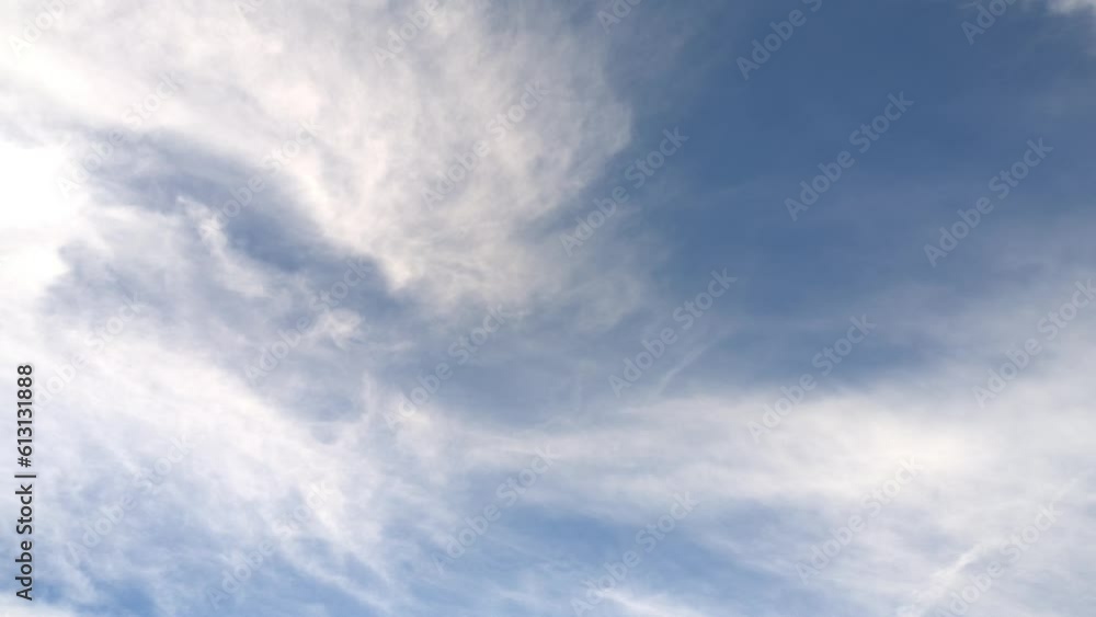 Fuzzy clouds move in the sky in the morning