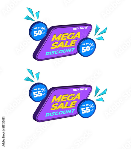 set tag of mega sale discount promotion purple color colection