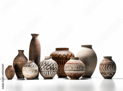 Antique ceramic decorative amphora on a white background. created with Generative AI technology photo
