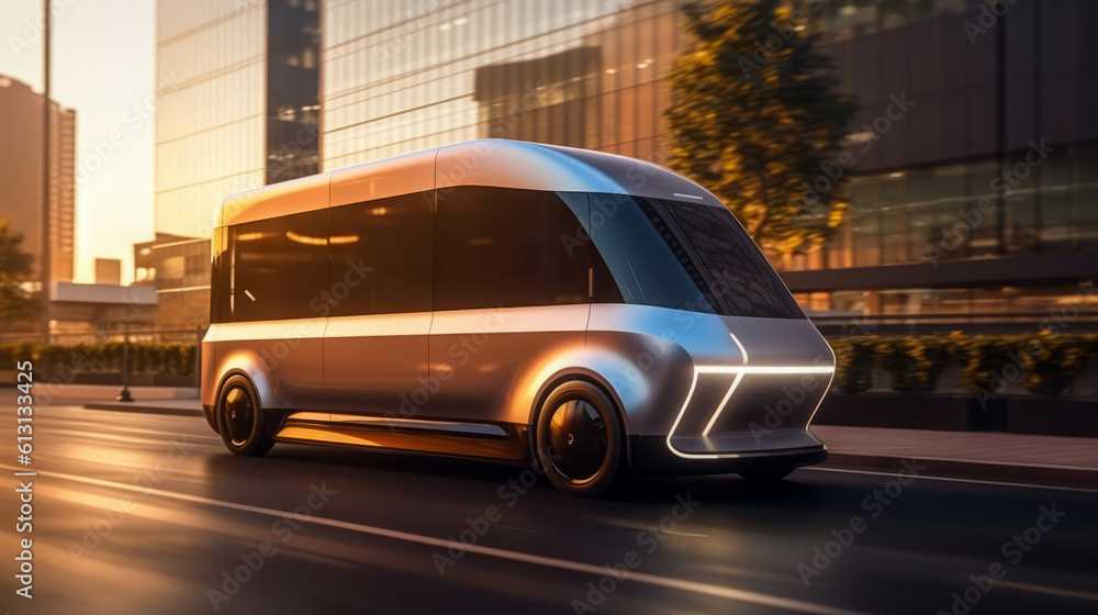 Parcel delivery truck of a beautiful Transportation with futuristic design. AI Generated.