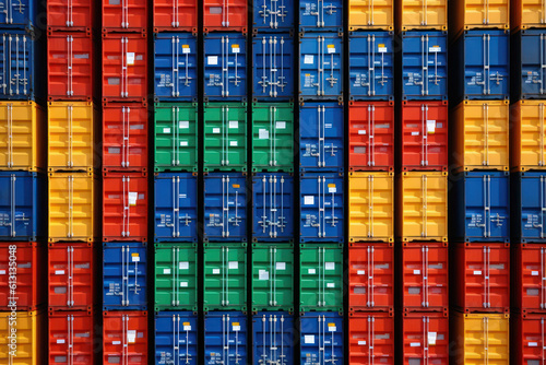 colorful containers on port. shipping concept. generative ai