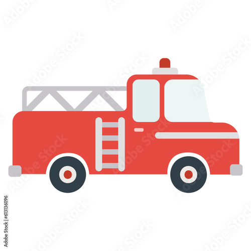 Cartoon fire truck. Vector illustration on a white background