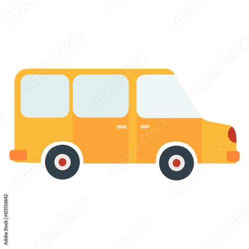 Cartoon car minibus. Vector illustration on a white background