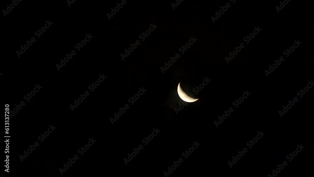 Crescent moon in the night, countryside Chiangmai province Thailand Crescent moon in the night, countryside Chiangmai province Thailand