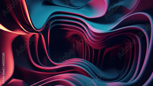 Modern digital abstract 3D background. Can be used in the description of network abilities, technological processes, digital storages, science, education, etc. Copy space. Based on Generative AI