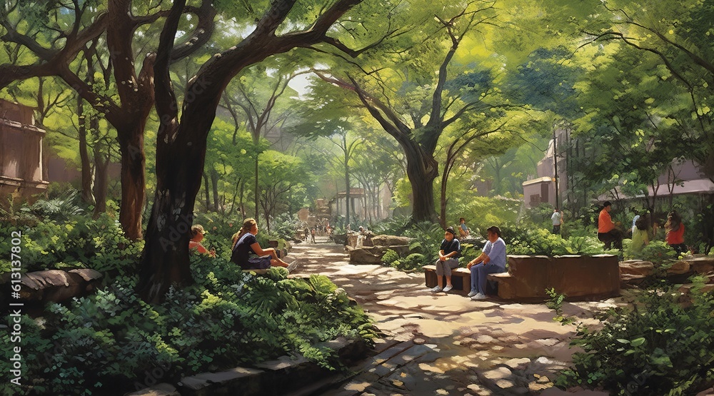 Tranquil Urban Escape: Embracing Serenity in the City. Generative AI. Tranquil Urban Escape: Embracing Serenity in the City. Generative AI.