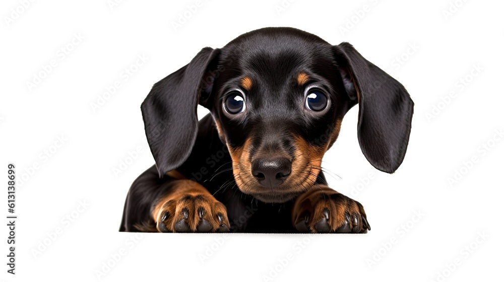 Adorable Dachshund Puppy with an Invisible Background: Generative AI