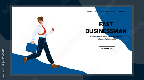 fast businessman vector. man business, career speed, success successful, hurry job, run achievement fast businessman web flat cartoon illustration © sevector
