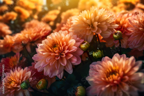 A close up of a bunch of flowers. Generative AI. © Friedbert