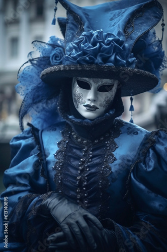 City carnival mask. Venetian carnival. Generative AI