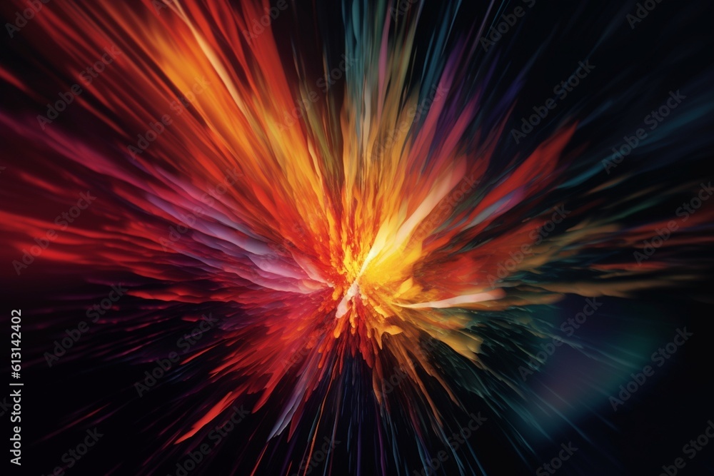 Dynamic Energy Burst with Vibrant Color and Explosive Motion Created with Generative AI Dynamic Energy Burst with Vibrant Color and Explosive Motion Created with Generative AI