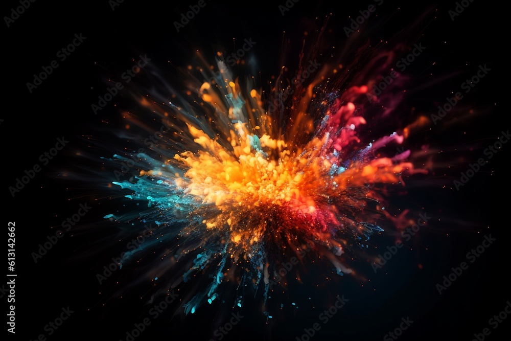 Dynamic Energy Burst with Vibrant Color and Explosive Motion Created with Generative AI Dynamic Energy Burst with Vibrant Color and Explosive Motion Created with Generative AI