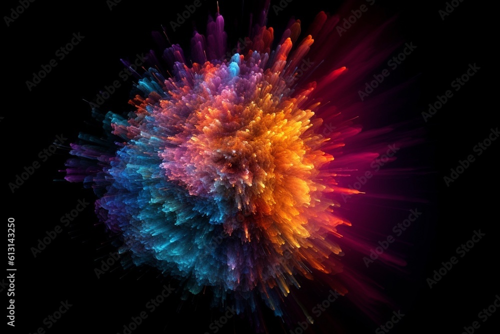 Dynamic Energy Burst with Vibrant Color and Explosive Motion Created with Generative AI Dynamic Energy Burst with Vibrant Color and Explosive Motion Created with Generative AI