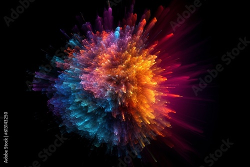 Dynamic Energy Burst with Vibrant Color and Explosive Motion Created with Generative AI
