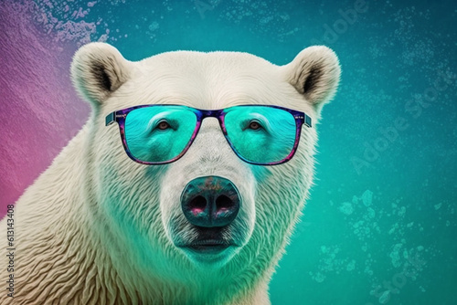 Generative Ai of a polar bear with glasses