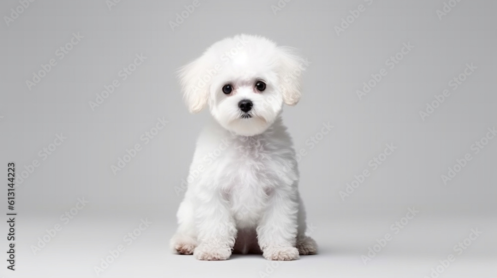 Poodle dog separated on a white backdrop. Generative AI Poodle dog separated on a white backdrop. Generative AI